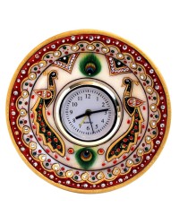 Marble Gem studded Peacock Clock Ethnic Rajasthan HKIMH1041