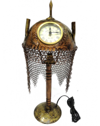Ornamental brass head cover with clock and night lamp